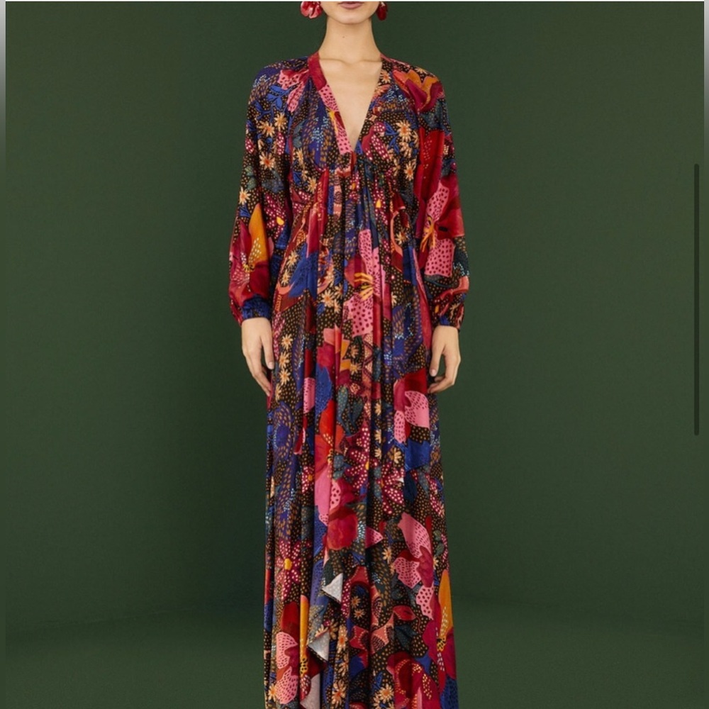 FARM Rio Black Wild Life Lenzing™ Ecovero™ Viscose Maxi Dress- Snake Garden M